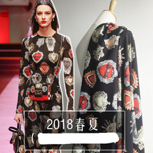 欧美大牌同款花型 D家春夏新款缤纷宝石数码印花时装面料