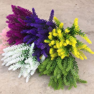 小5叉高仿真薰衣草 田园风格装饰把花 婚庆永生花紫色薰衣草批发