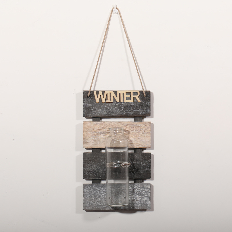 Producción y procesamiento de madera pared decoración hidropónico florero pared colgante creativo habitación pared decoración colgante tablero original en stock