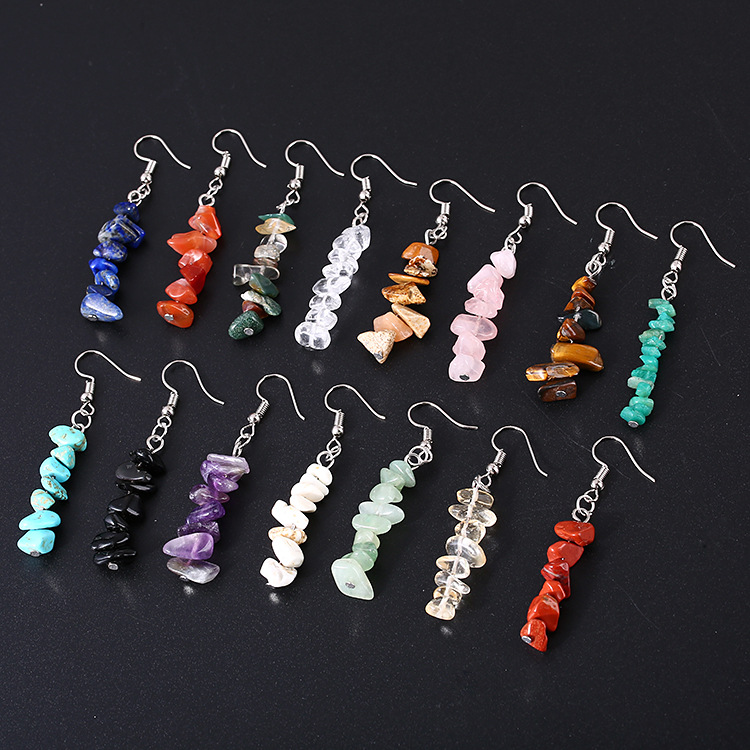 1 Pair Retro Color Block Alloy Natural Stone Plating Women's Drop Earrings display picture 1