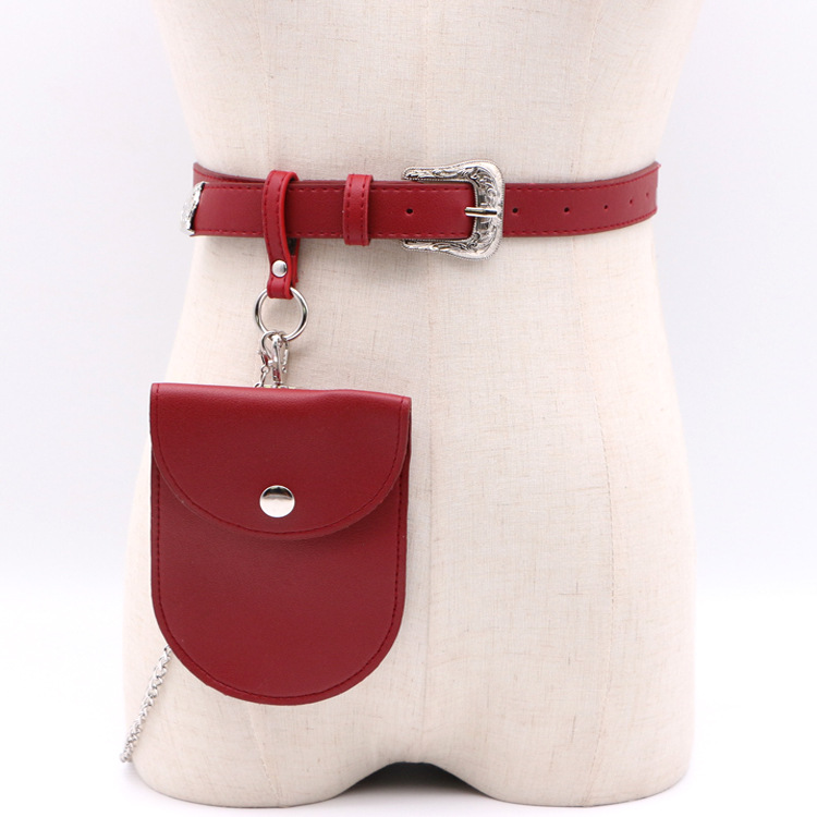 Vintage Floral Women's Belt with Metal Chain Waist Bag measurements and detail photo 4