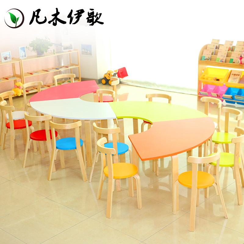 Children's table and chair solid wood training class table and chair early education kindergarten table chair baby children learning small table combination set