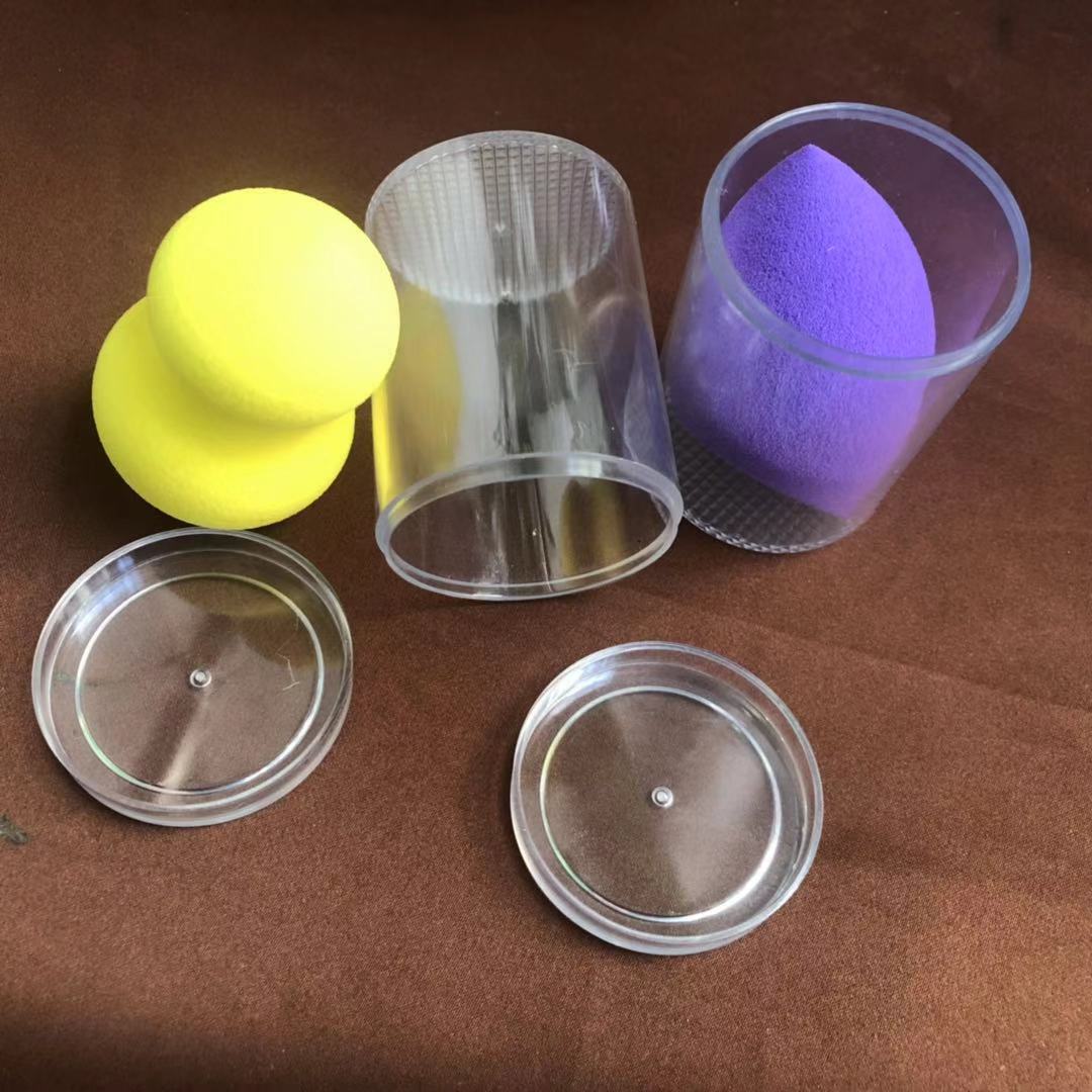 厂家直销现货洗脸扑粉扑圆筒美妆蛋 彩妆葫芦水滴粉扑包装收纳盒.