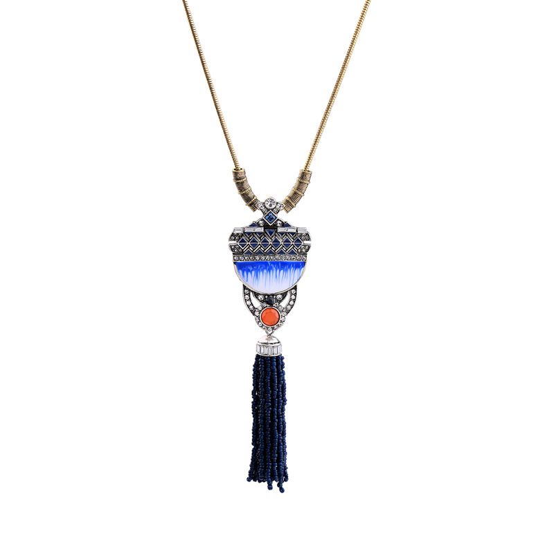 National Fashion Ethnic Style Long Necklace Fashion Bohemian Hipster Matching Sweater Chain Elegant Graceful Necklace Wholesale display picture 3