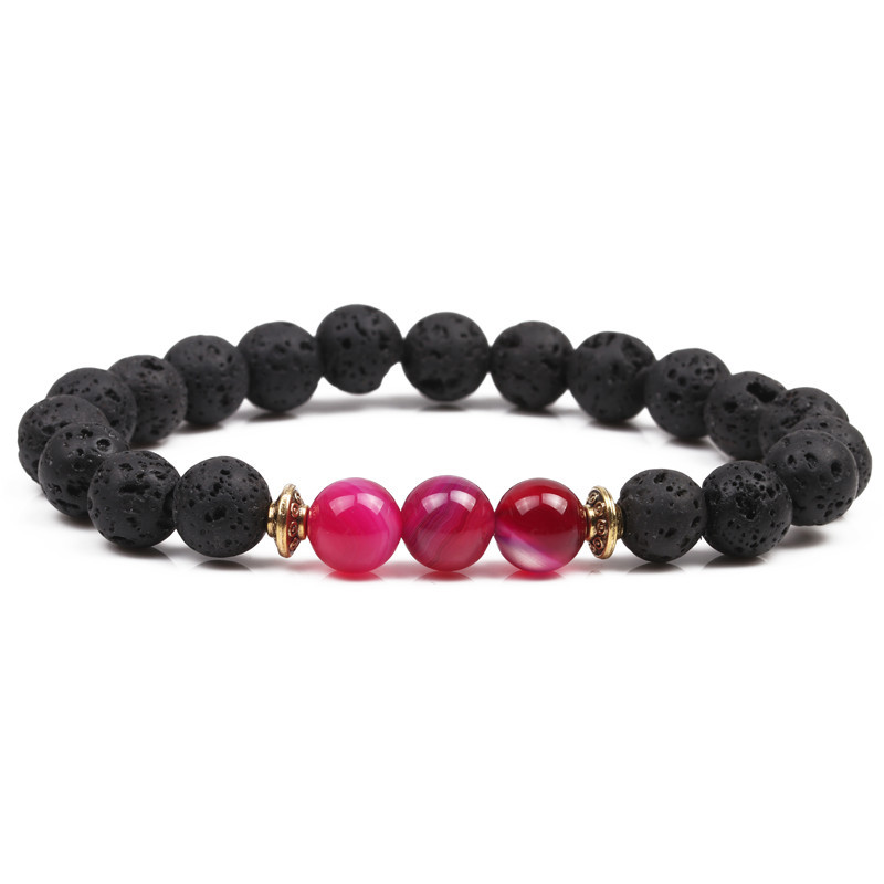 8mm Natural Line Agate Bracelet Colorful Seven Chakra Energy Yoga Beads Bracelet display picture 21