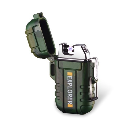 Outdoor portable waterproof camouflage dual arc rechargeable lighter usb cigarette lighter windproof silent factory direct sales F12