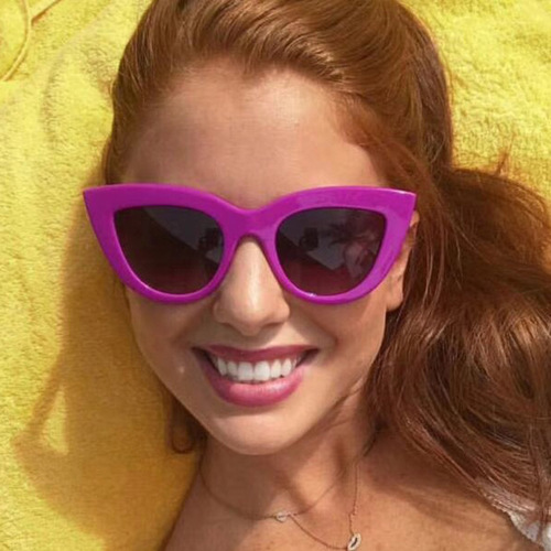 European and American trendy cat-eye sunglasses, personalized colorful AliExpress sunglasses for women, cross-border sunglasses with metal hinges