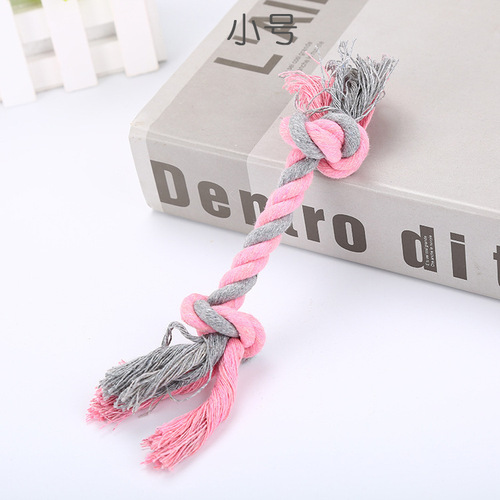 Dog toy three-strand rope, tooth-cleaning and bite-resistant pet cotton rope, double-knot bone molar small 18cm pet toy