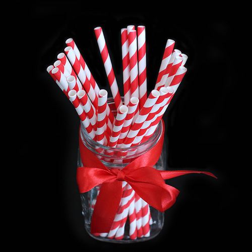 Cross-border new product striped paper straws coffee milk tea thick color food grade degradable disposable straws custom-made