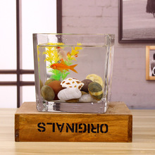 包邮方形玻璃鱼缸超白加厚迷你创意小鱼缸办公室桌面鱼缸送礼物