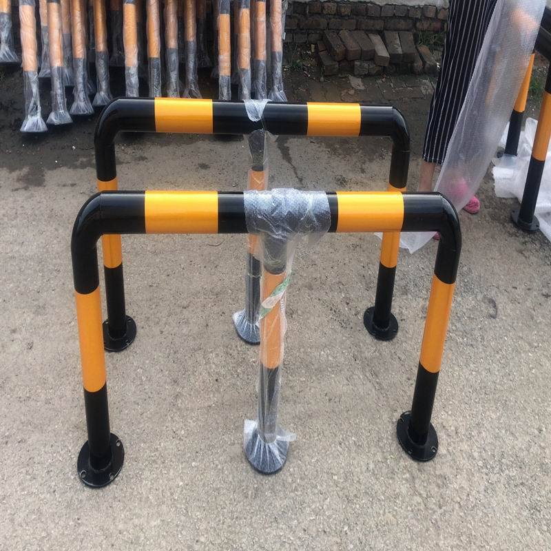 钢管挡车器 U型钢管挡车器 停车场车轮定位器 黄黑烤漆龙门防撞柱