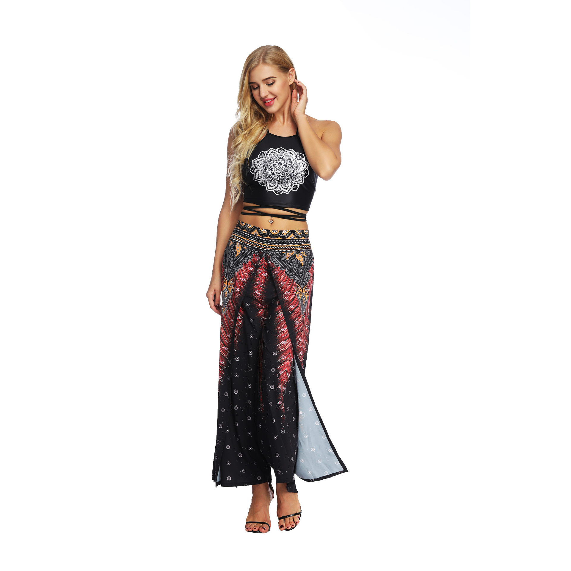 digital printing high-waist wide-leg pants wholesale women s clothing Nihaostyles NSMDF67677