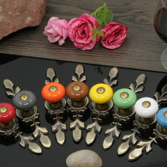 兒童房彩色櫃門把手陶瓷鋅合金拉手仿古歐式現代簡約衣櫃櫥櫃扣手