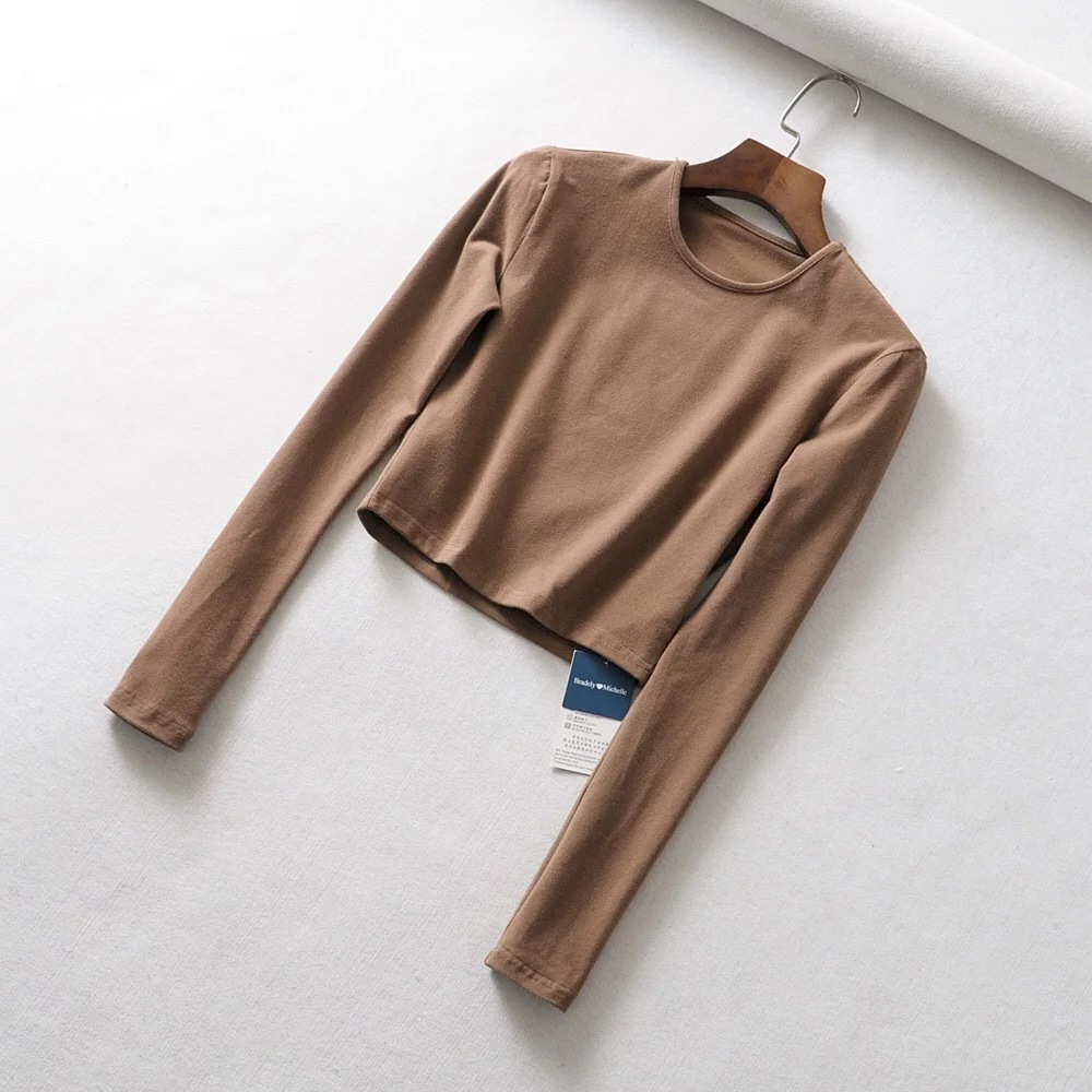 solid color tight long-sleeved T-shirt  NSAC21645