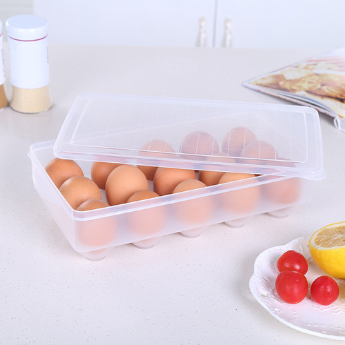 Kitchen 15-grid refrigerator egg carton plastic preservation box portable with lid storage box household egg tray