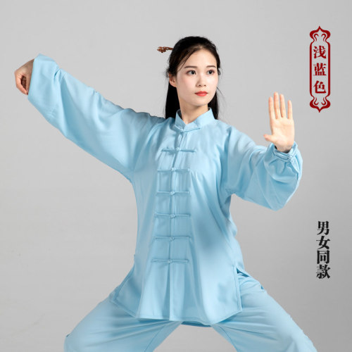 Blue yellow white Tai Chi Clothing wushu tai ji quan suit For women and mentai chi chinese kungfu suit middle school uniforms elderly male cotton and silk wushu exercise suit