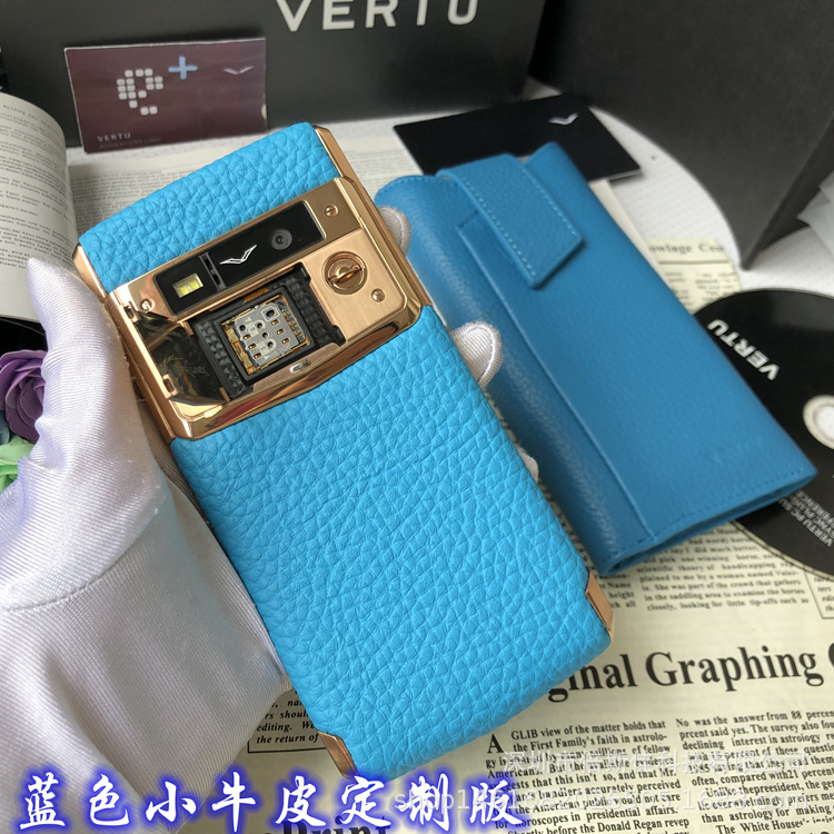 vertu touch4.7智能手机双4G单卡私人定制版蓝色小牛皮宾利玫瑰金