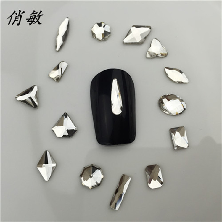 Cross border Selling Nail enhancement Diamonds Jewelry white Flat bottom Glass Special-shaped Rhinestone diy Nail enhancement ornament