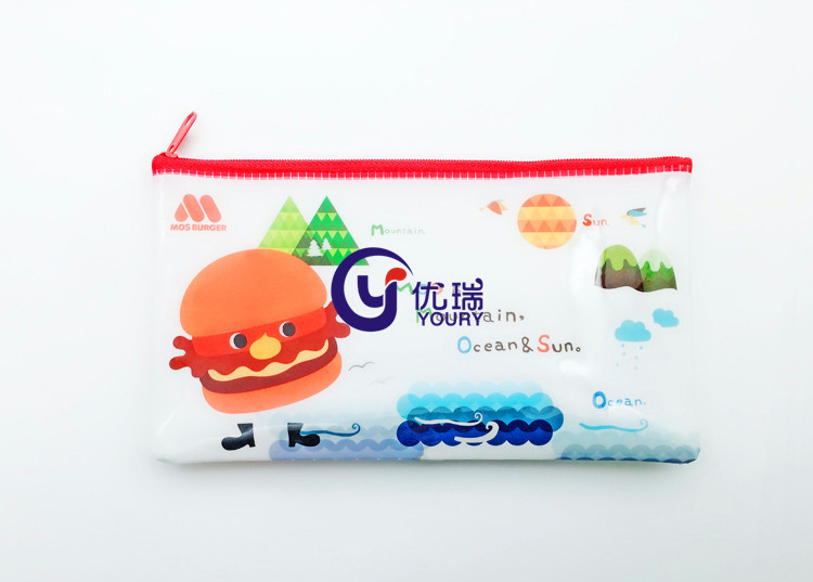 长期供应彩印PVC网格笔袋 网格收纳袋 透明PVC网格文件袋