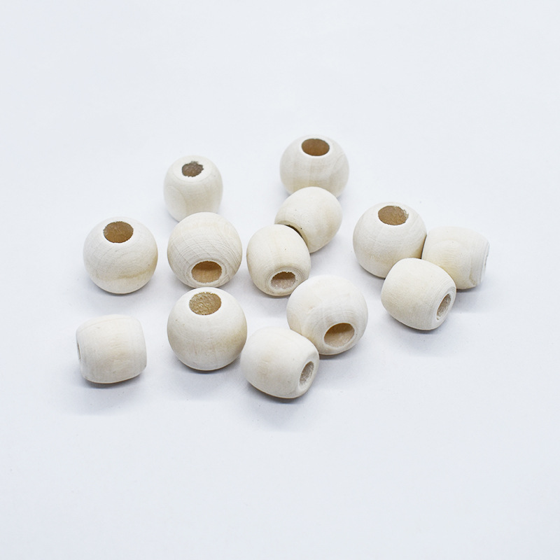 供应原木色漂白木珠diy饰品配件圆珠椭圆珠大孔珠子串珠材料散珠|ms