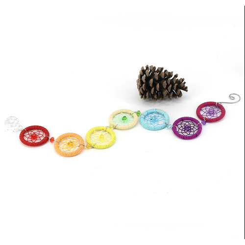 New Design Rainbow Color Dreamcatcher Pendant Room Decoration Hanging Ornament Handmade Knitted Simple