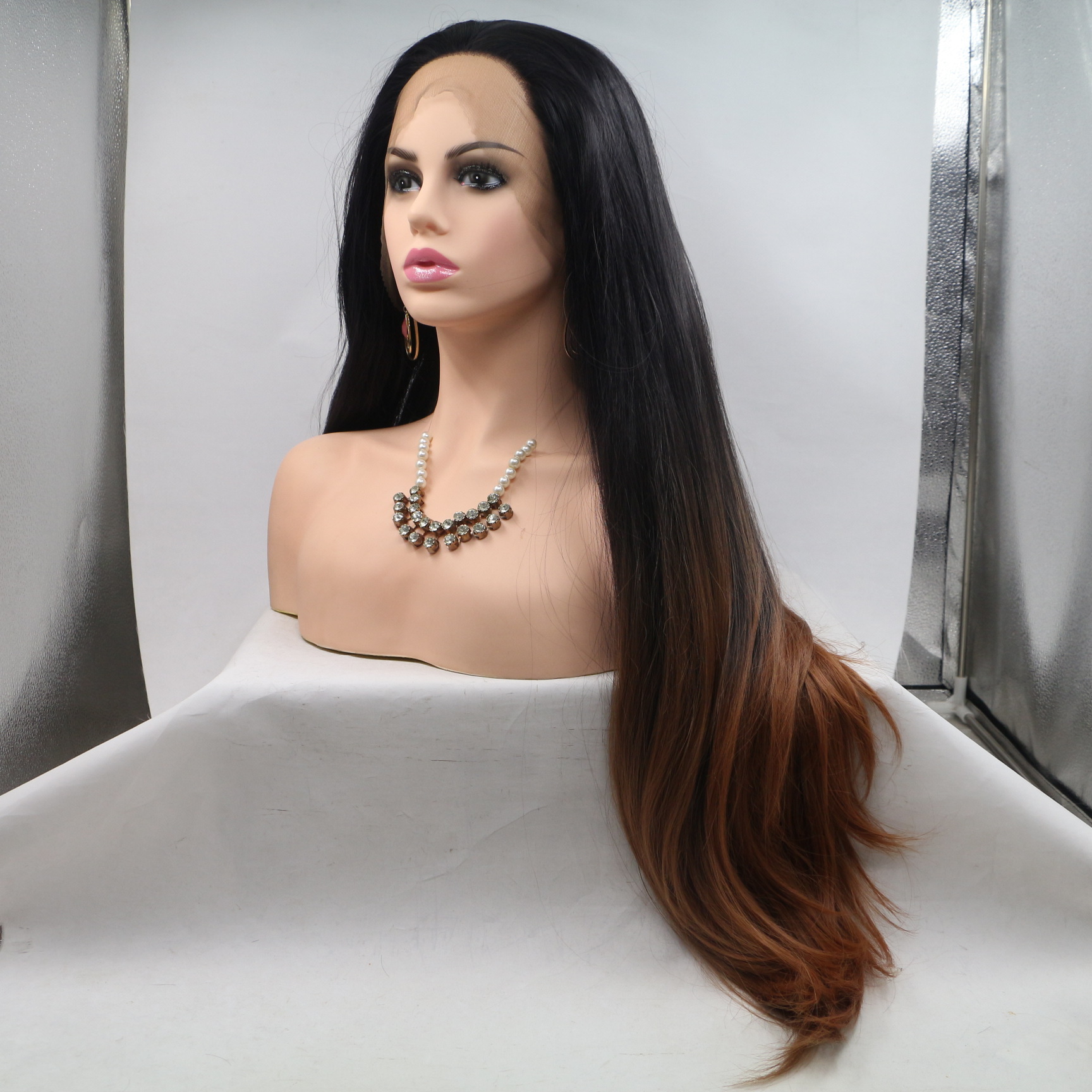 NEWLOOK PW1041 nueva moda peluca de cabello largo peluca de encaje peluca de enseñanza