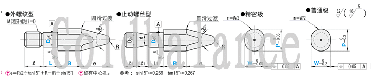 夹具用定位销腰形孔型 精密级普通级无肩型 LNLNNF6-P10-W8-B5-L5