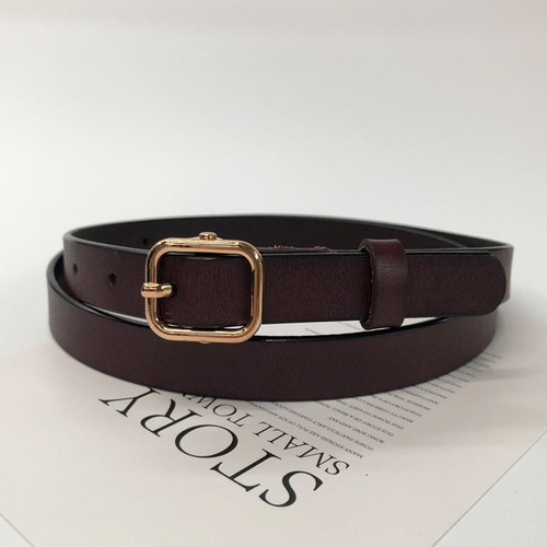 Wholesale Women's Belt Korean Style Fashionable Cowhide Thin Belt with Dress Decorative Belt Cowhide Belt