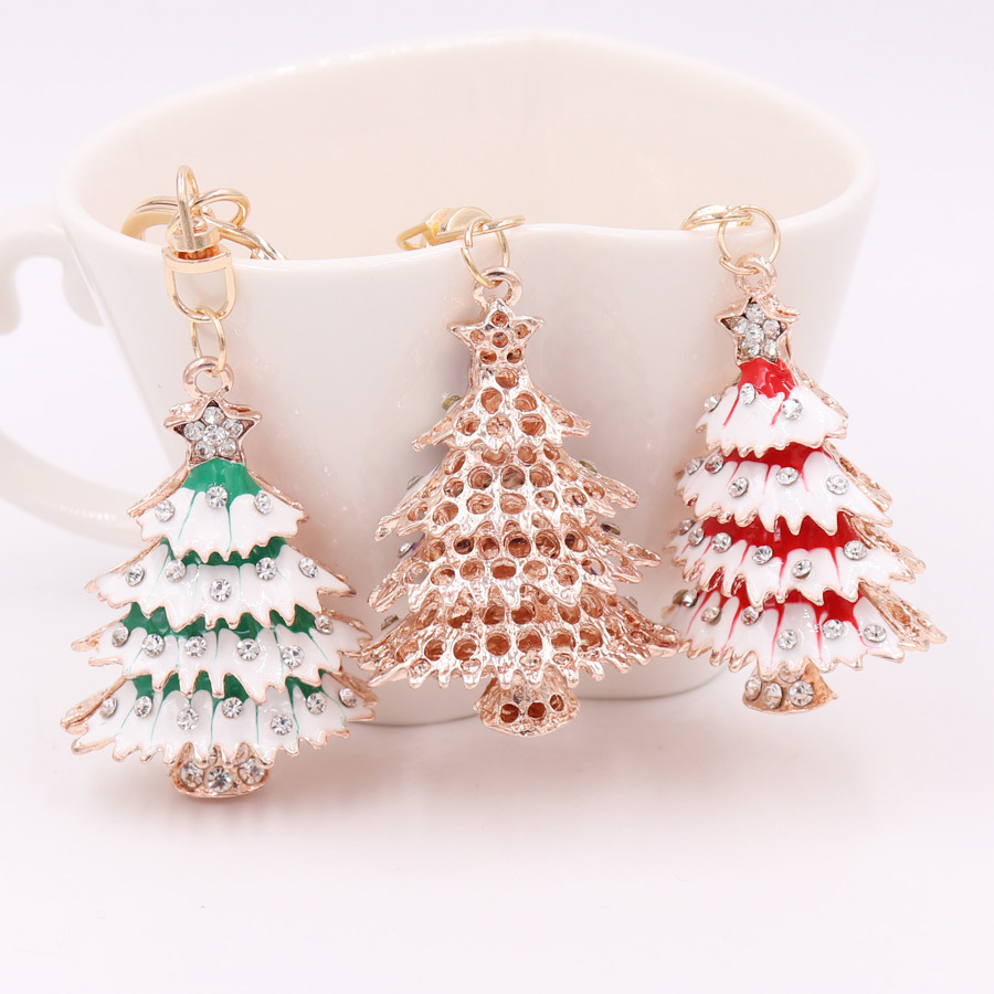 Nuevo regalo caliente aleación diamante gota aceite Navidad serie Santa Claus llavero colgante adornos regalo
