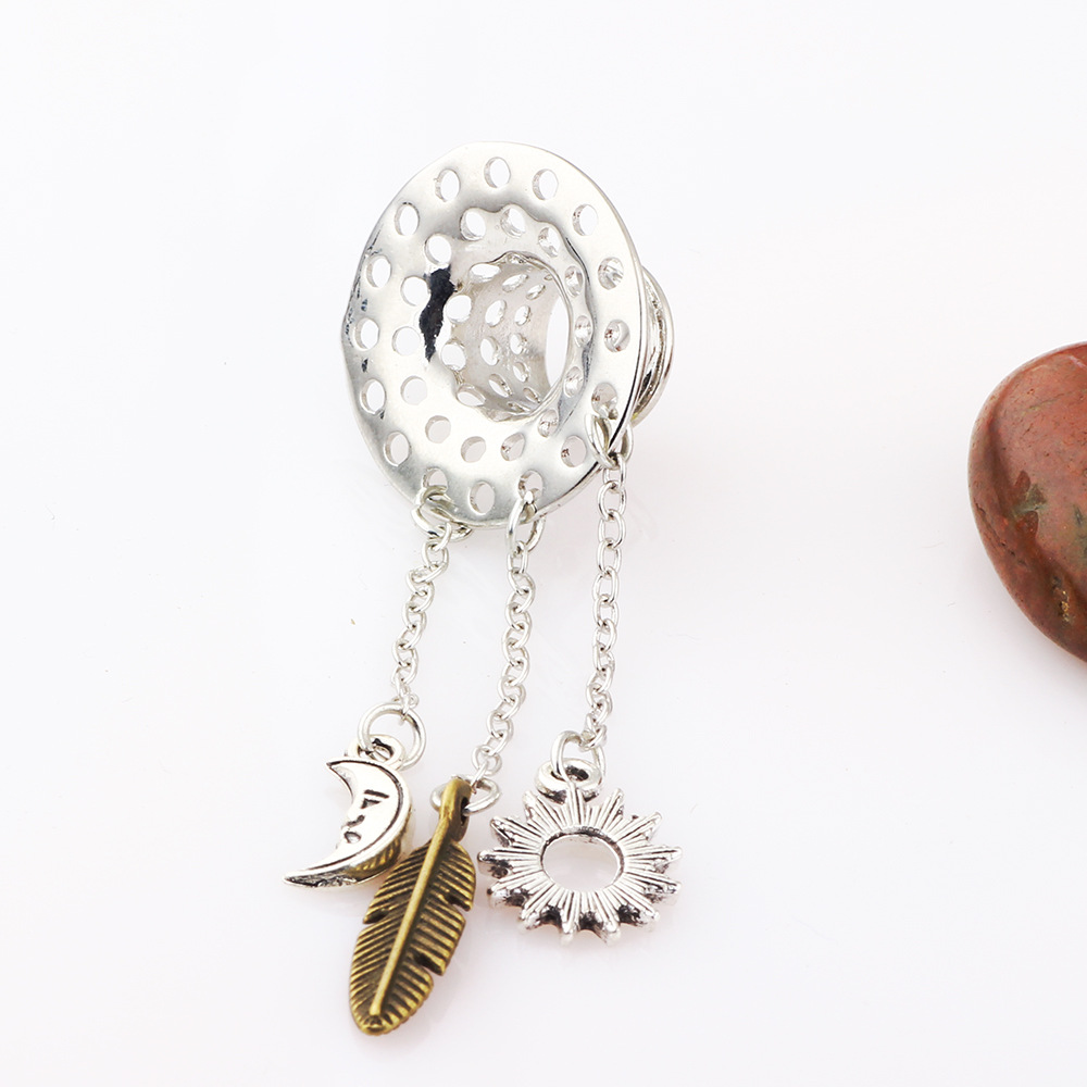 Hollow Copper Sun Moon Ear Expansion Body Piercing Jewelry 18mm detail image 8