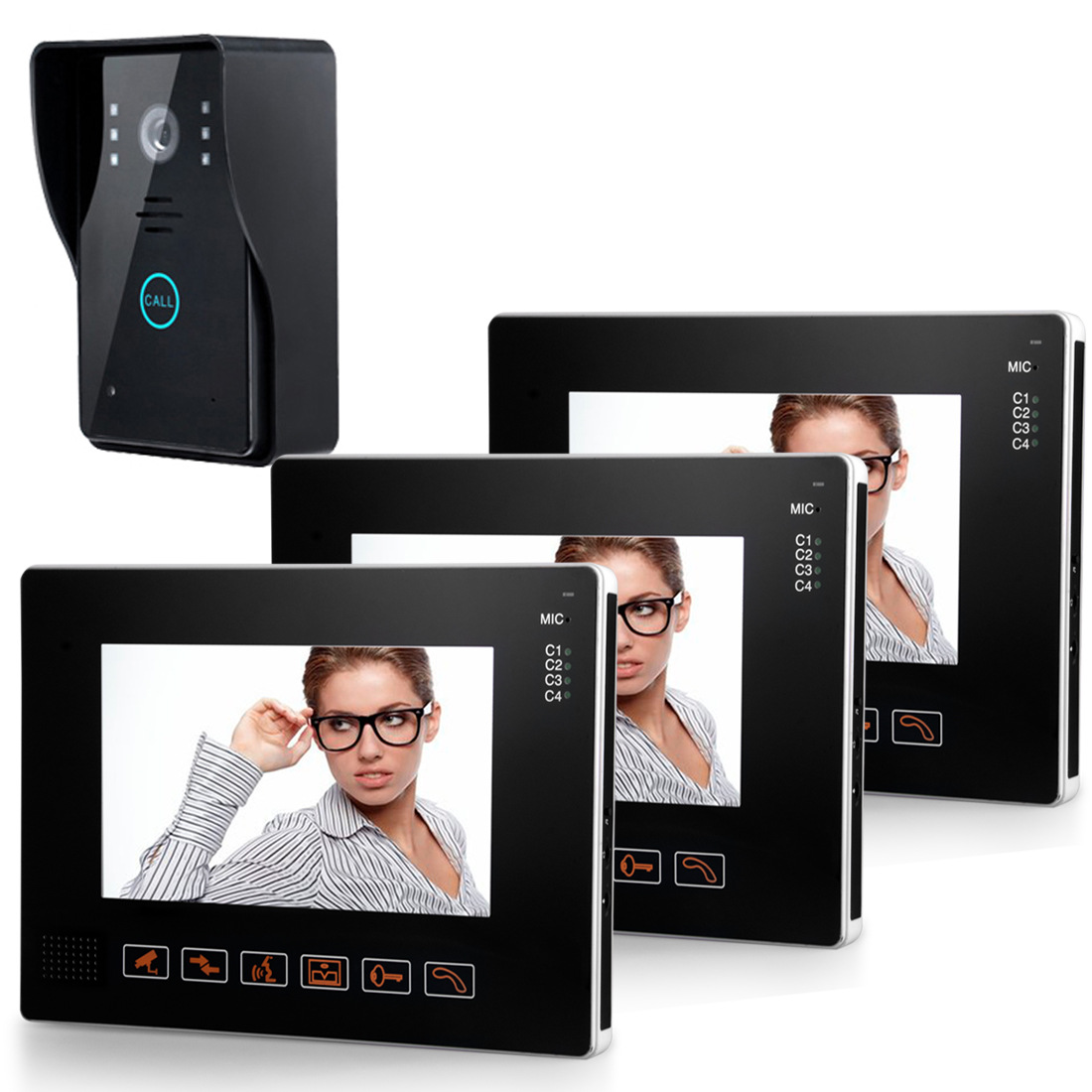 9 inch Doorbell Real-time video recording Touch keys Night rain Intercom doorbell a pair