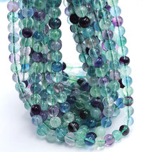 跨境天然彩螢石散珠透明水晶圓珠手鏈半成品DIY串珠飾品配件現貨