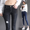 holes jeans women nine pant high waist thin new pencil