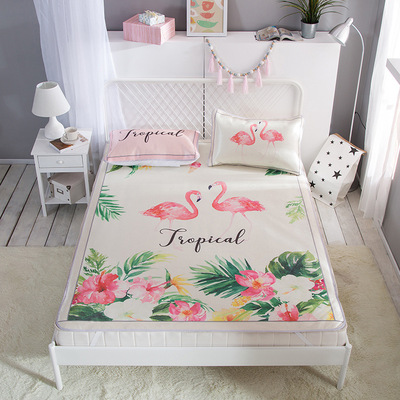 简约数码印花冰丝席三件套卡通凉席单双人床空调软席1.8米凉席|ru