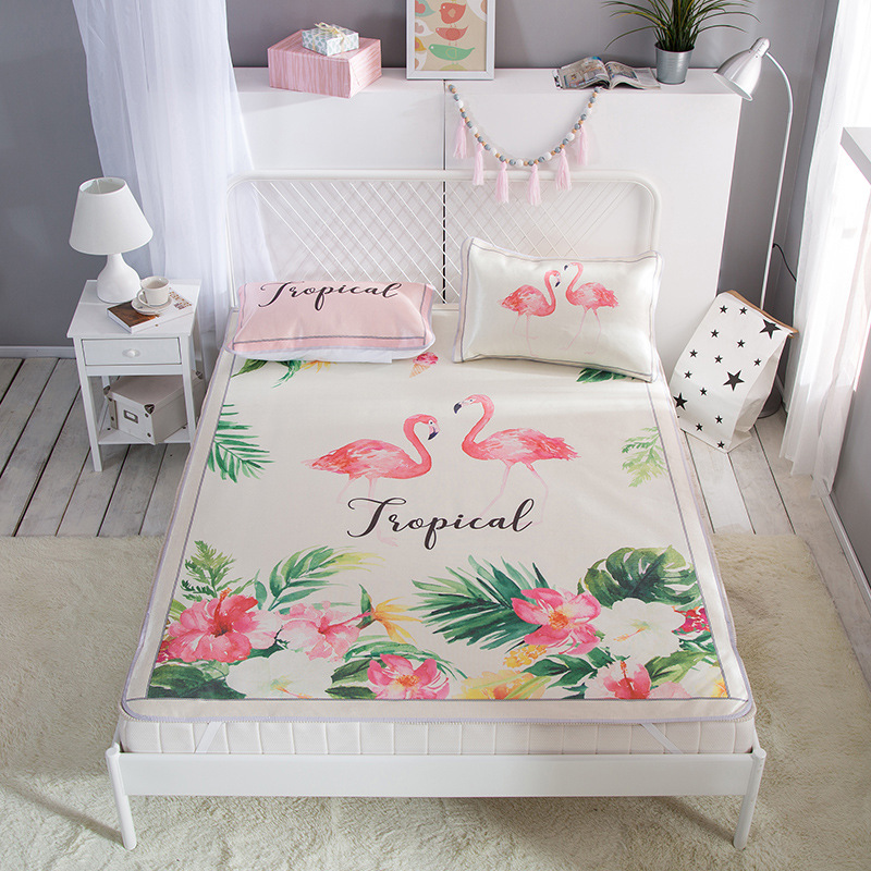 简约数码印花冰丝席三件套卡通凉席单双人床空调软席1.8米凉席|ru