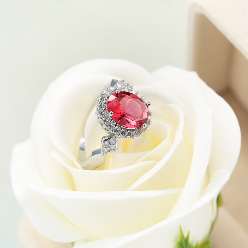 Retro Geometric Copper Plating Zircon Rings 1 Piece