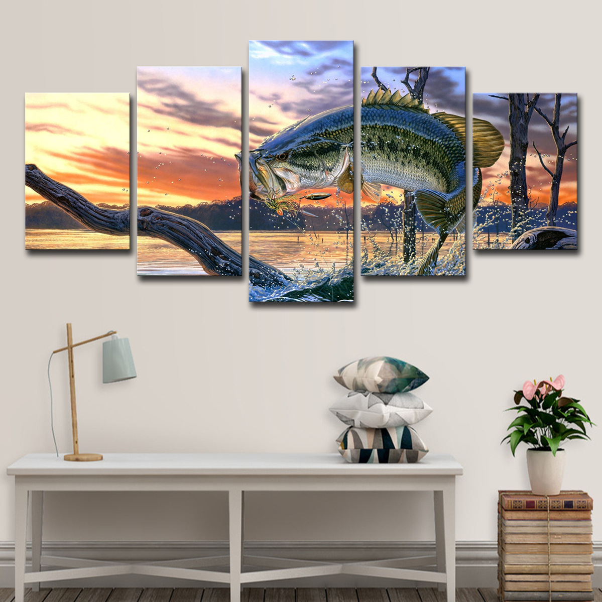 Jumping Bass Fish Painting 1