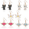 Cartoon earrings, ear clips heart-shaped, Korean style, Birthday gift, wholesale