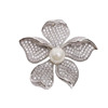 Universal fashionable brooch, zirconium from pearl lapel pin, pin, sweater, accessories, Korean style, flowered