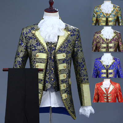 men's jazz dance suit blazers Men European court dress performance dress prince charming stage retro European drama performance dress for adults