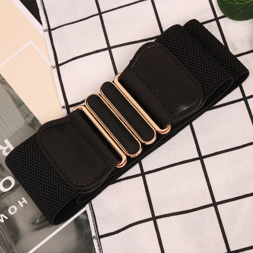 Women's versatile elastic decorative wide girdle with down jacket dress belt simple elastic wide girdle for women wholesale