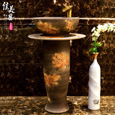 Caramel Arts ceramics Pedestal Basin balcony one Floor type Basin Column Washbasin TOILET 049