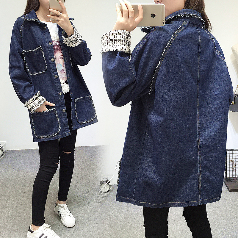 袁泉刘雯朴信惠唐晶上衣马思纯同款牛仔外套短大衣风衣毛边|ms