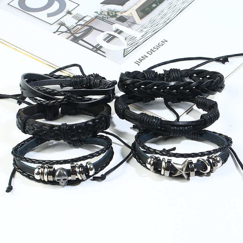 Leather Fashion Geometric bracelet  Sixpiece set NHPK2178Sixpiecesetpicture1