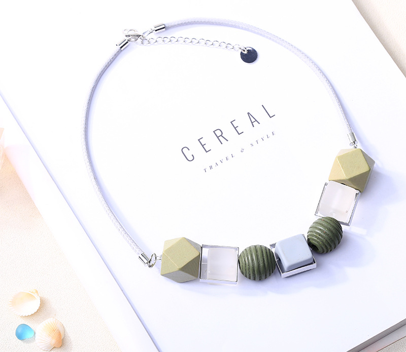 1 Piece Fashion Round Square Plastic Wood Resin Womenu0027S Necklace