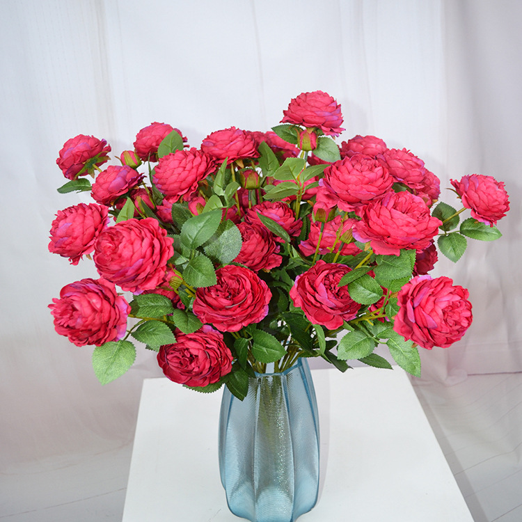 厂家直销家居装饰用品仿真花玫瑰牡丹永生绢花西洋玫洋牡丹婚庆花|ru