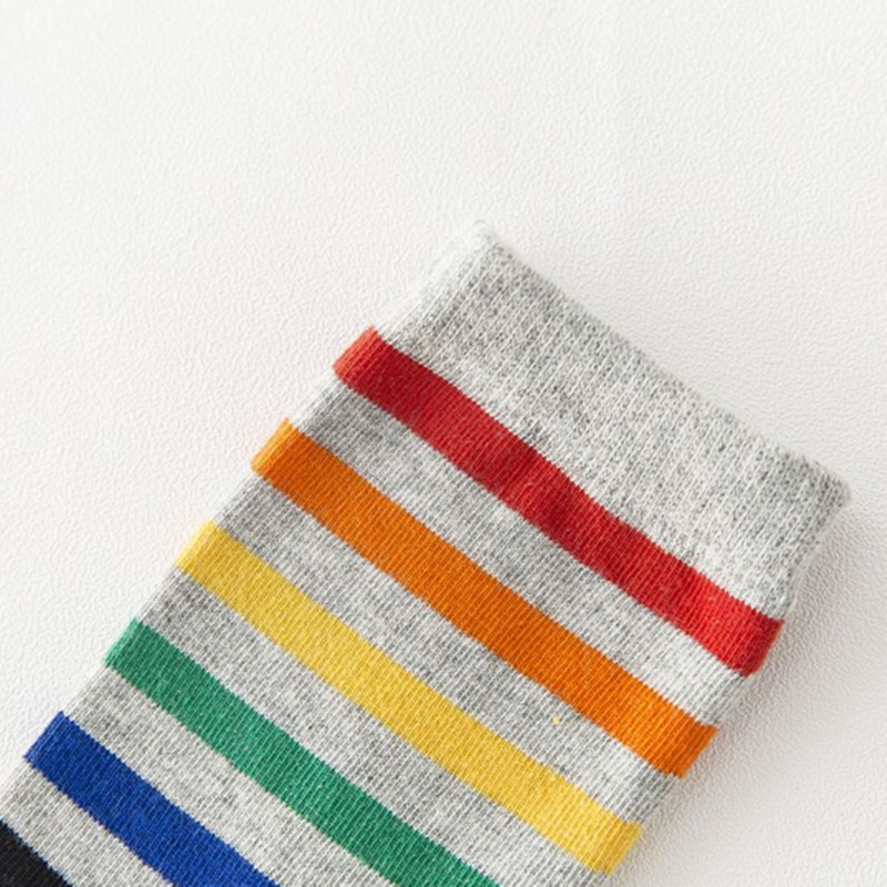 All Cotton Socks Net Red Pop Rainbow Stripe Middle Tube Street Fashion Couple Socks Fashion Sports Casual Socks