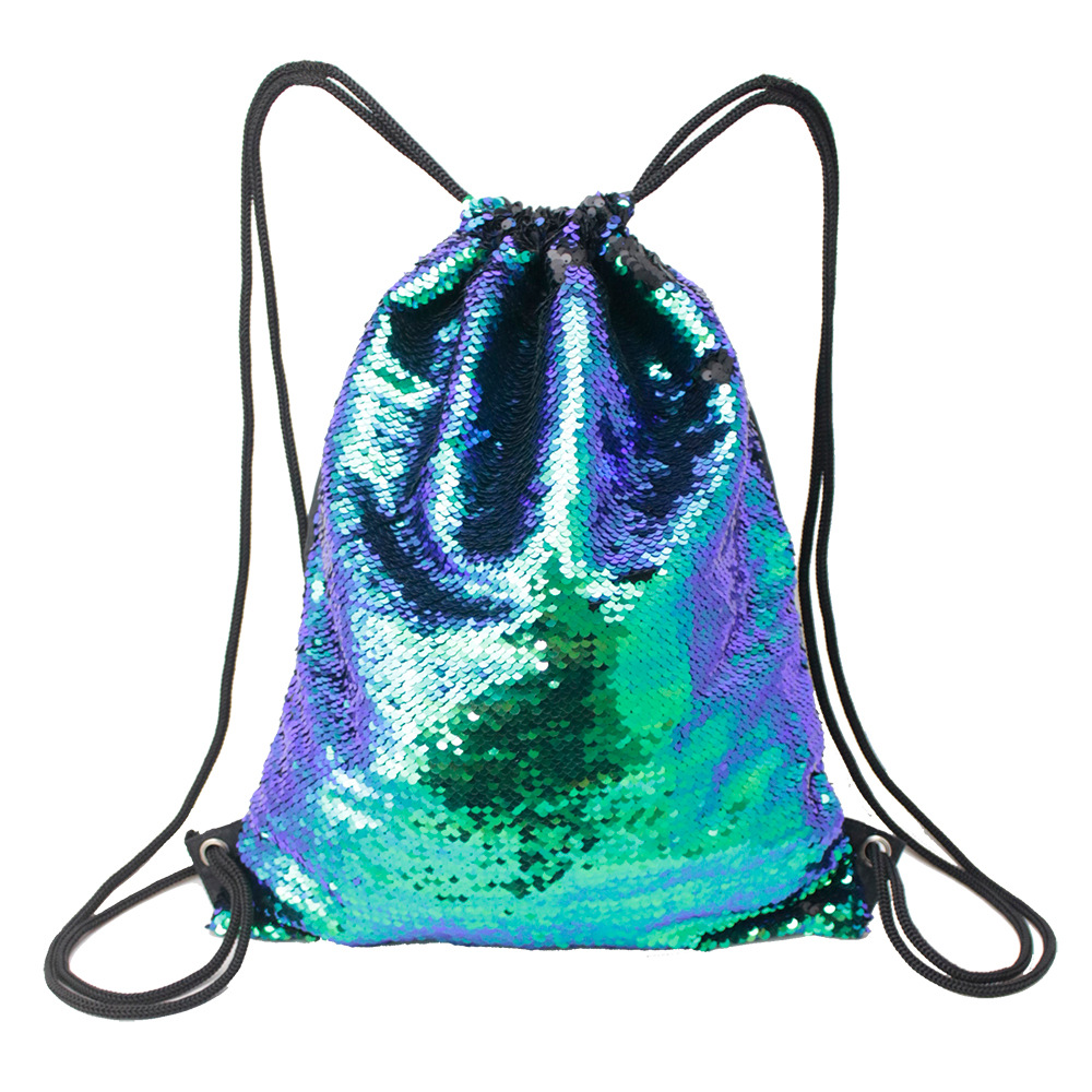 Amazon explosion models Toggle Discoloration Sequins Sports bag Drawstring Pouch outdoors Backpack Manufactor Direct selling