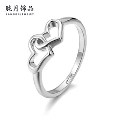 Korean Cross-Border Creative Jewelry, Heart-to-Heart Romantic Love Accessory, Simple Plated Gold Couple's Ring Wholesale