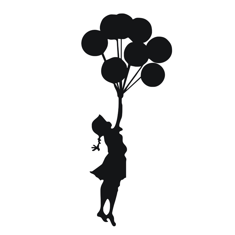 Serie Banksy Globo Chica tallada pegatinas de pared jardín de infantes habitación de los niños decoración creativa pegatinas murales autoadhesivas
